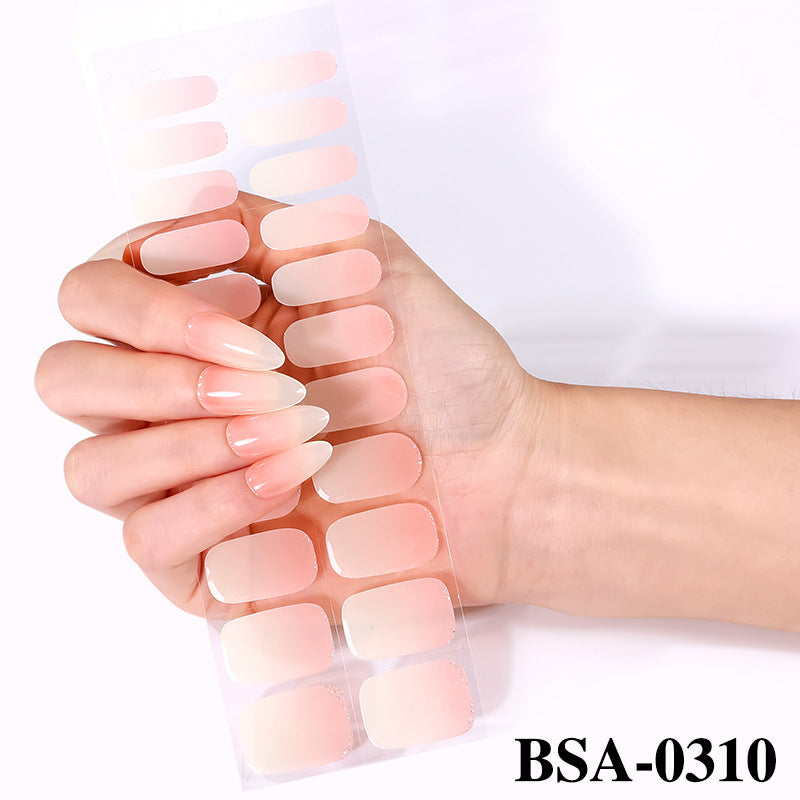 Simple Color Scallion Powder No-bake Gel Nail Stickers