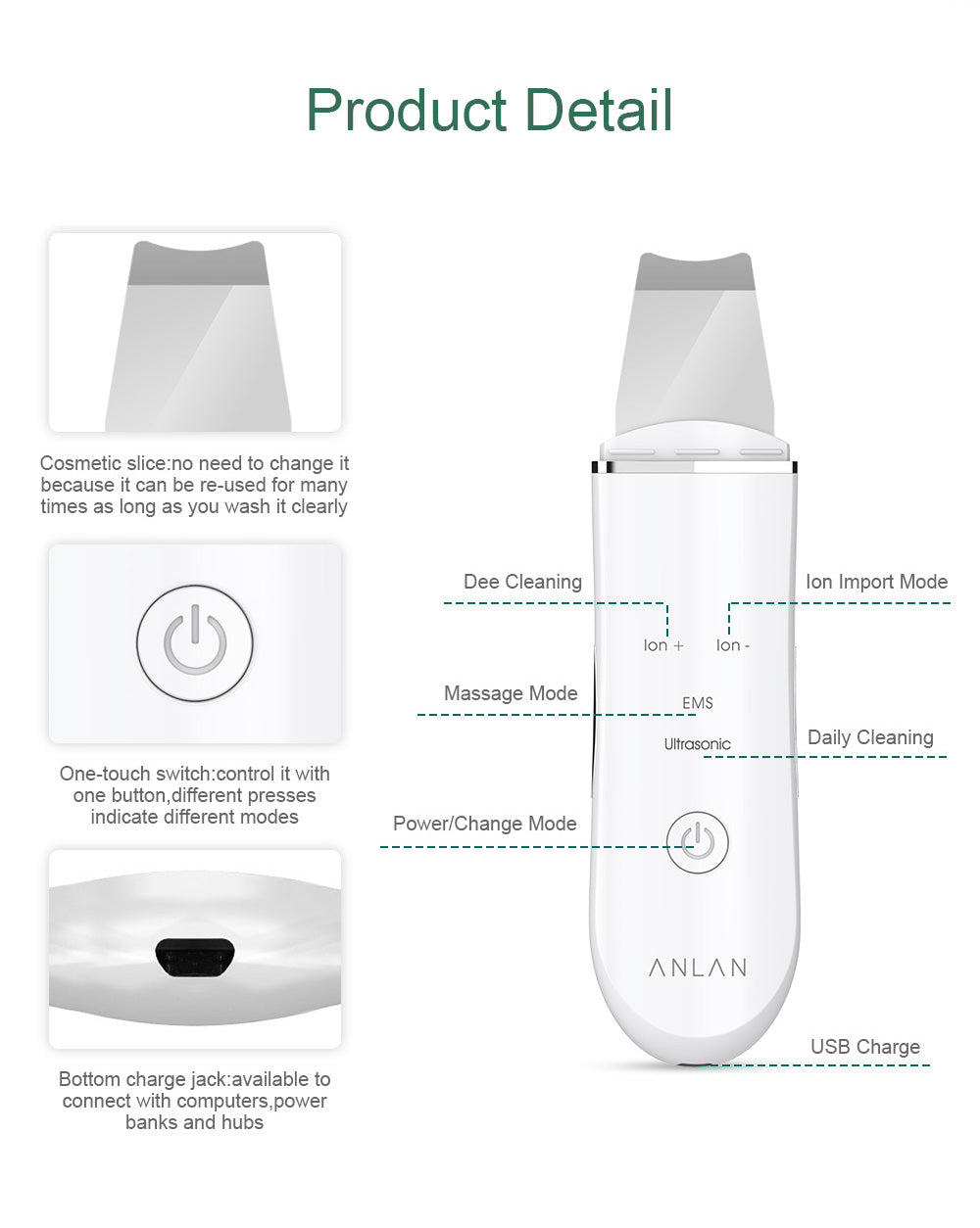 Ultrasonic Skin Scrubber Deep Face Cleaning