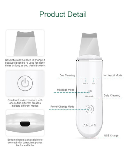 Ultrasonic Skin Scrubber Deep Face Cleaning