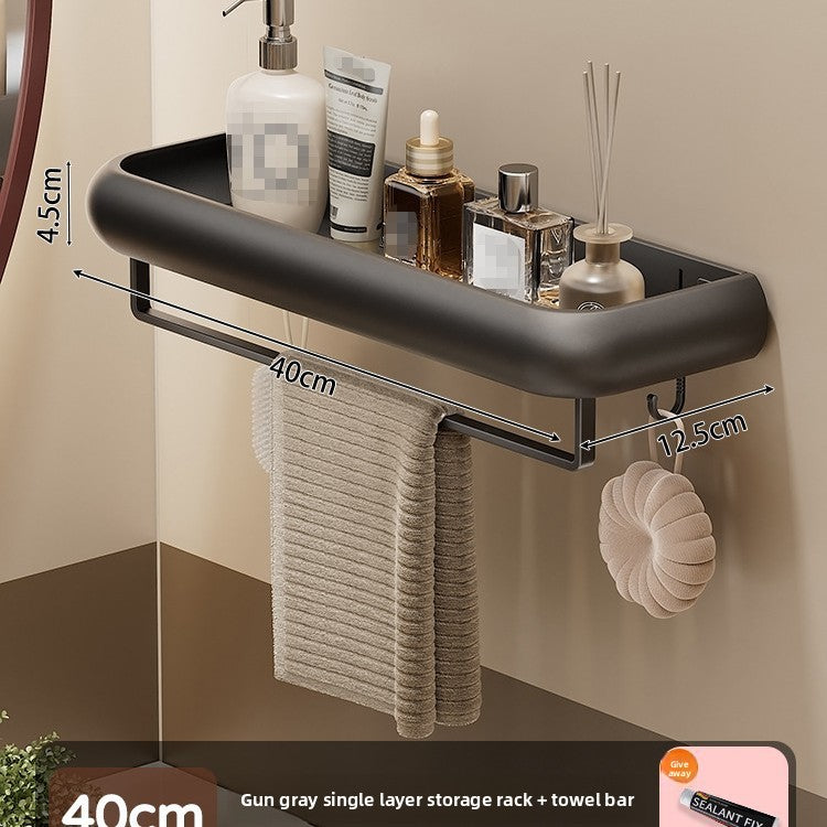 Wall Mounted Bathroom Storage Shelf with Hooks