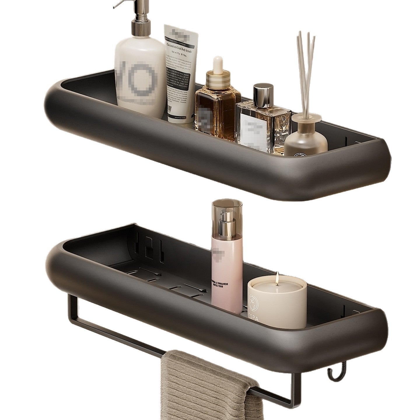 Wall Mounted Bathroom Storage Shelf with Hooks