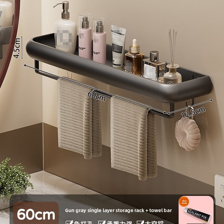 Wall Mounted Bathroom Storage Shelf with Hooks