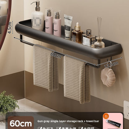 Wall Mounted Bathroom Storage Shelf with Hooks