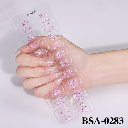 Simple Color Scallion Powder No-bake Gel Nail Stickers