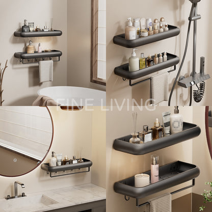 Wall Mounted Bathroom Storage Shelf with Hooks