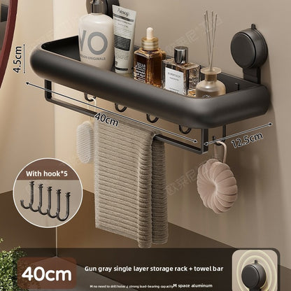 Wall Mounted Bathroom Storage Shelf with Hooks