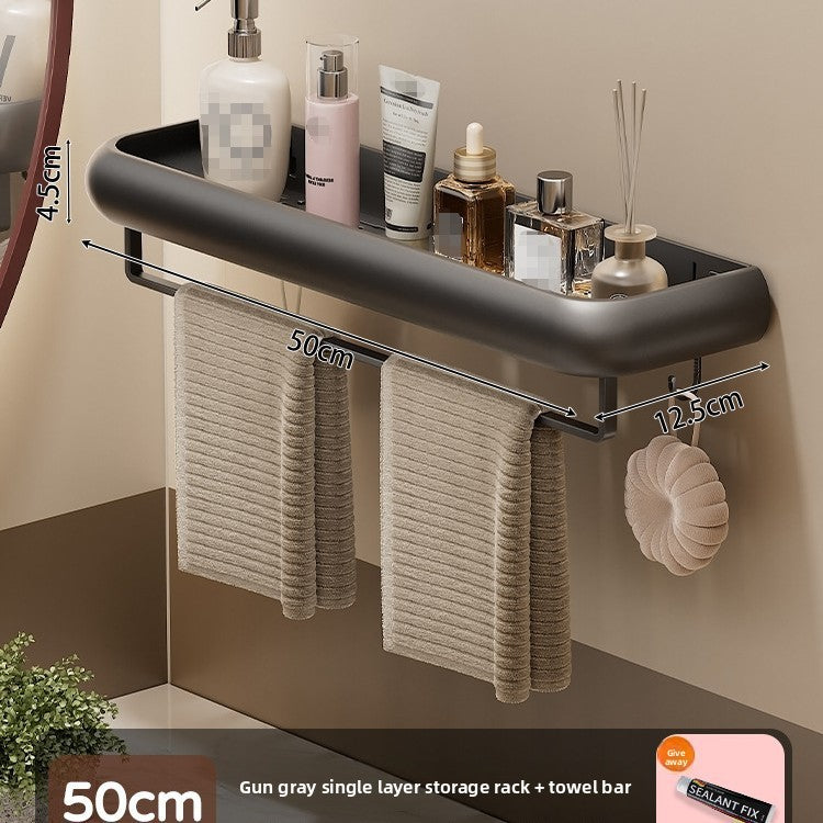 Wall Mounted Bathroom Storage Shelf with Hooks