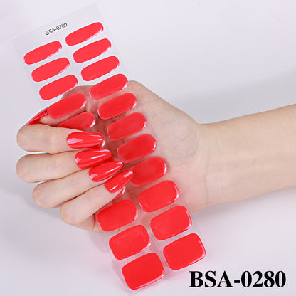 Simple Color Scallion Powder No-bake Gel Nail Stickers