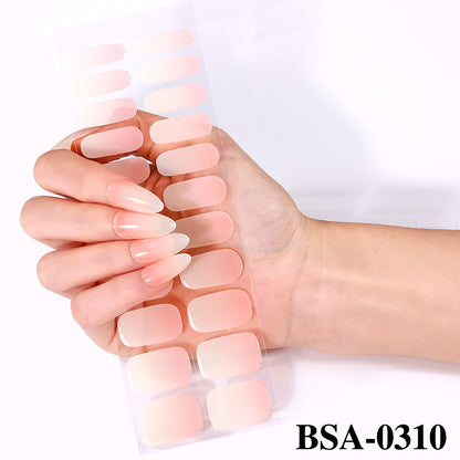 Simple Color Scallion Powder No-bake Gel Nail Stickers