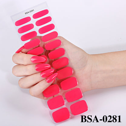 Simple Color Scallion Powder No-bake Gel Nail Stickers