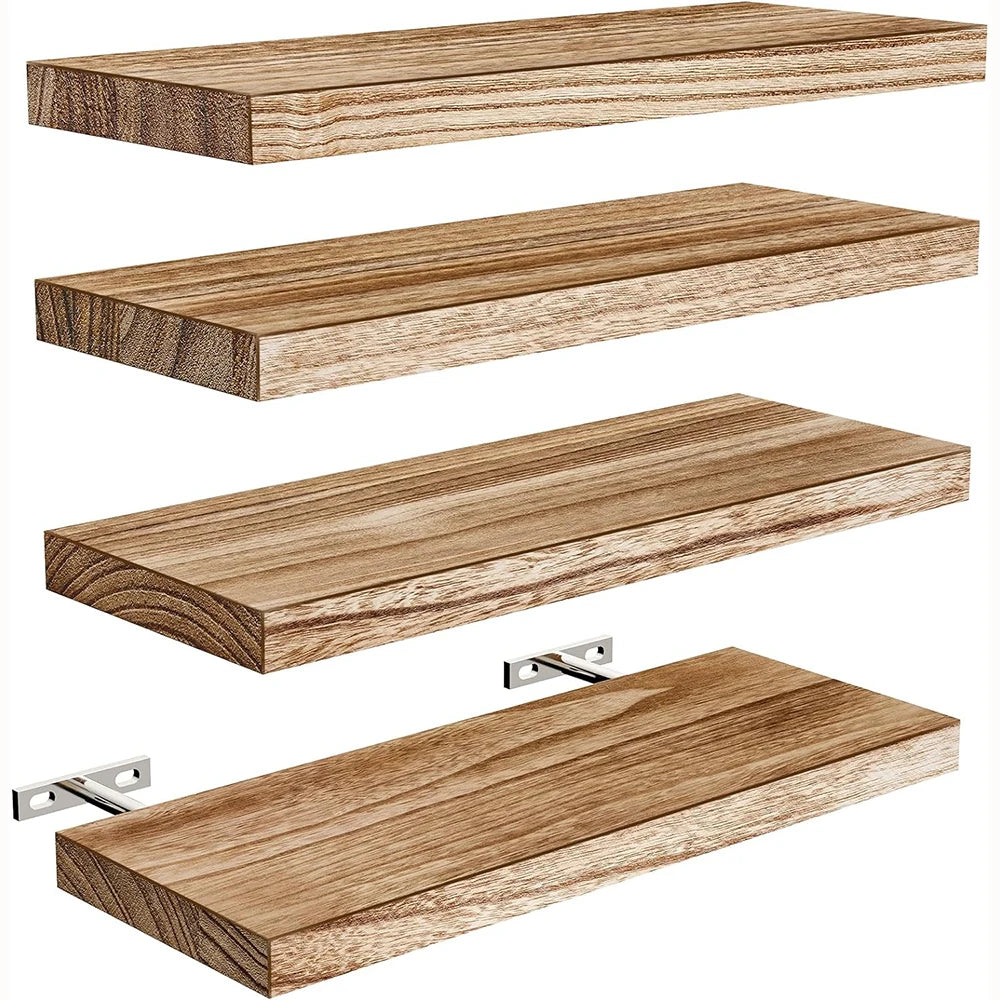 Country Style 4-Piece Floating Shelf Set Wall-Mounted Wooden Display