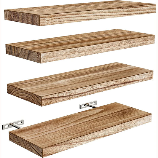 Country Style 4-Piece Floating Shelf Set Wall-Mounted Wooden Display