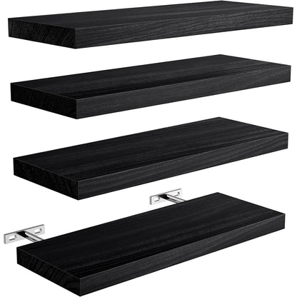 Country Style 4-Piece Floating Shelf Set Wall-Mounted Wooden Display