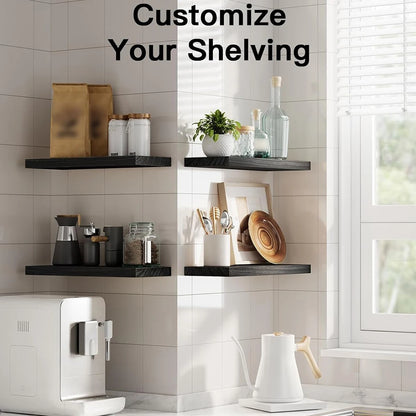 Country Style 4-Piece Floating Shelf Set Wall-Mounted Wooden Display