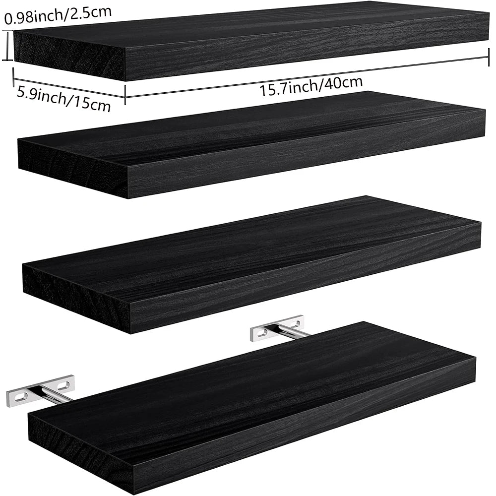 Country Style 4-Piece Floating Shelf Set Wall-Mounted Wooden Display