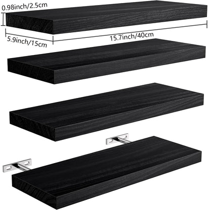 Country Style 4-Piece Floating Shelf Set Wall-Mounted Wooden Display