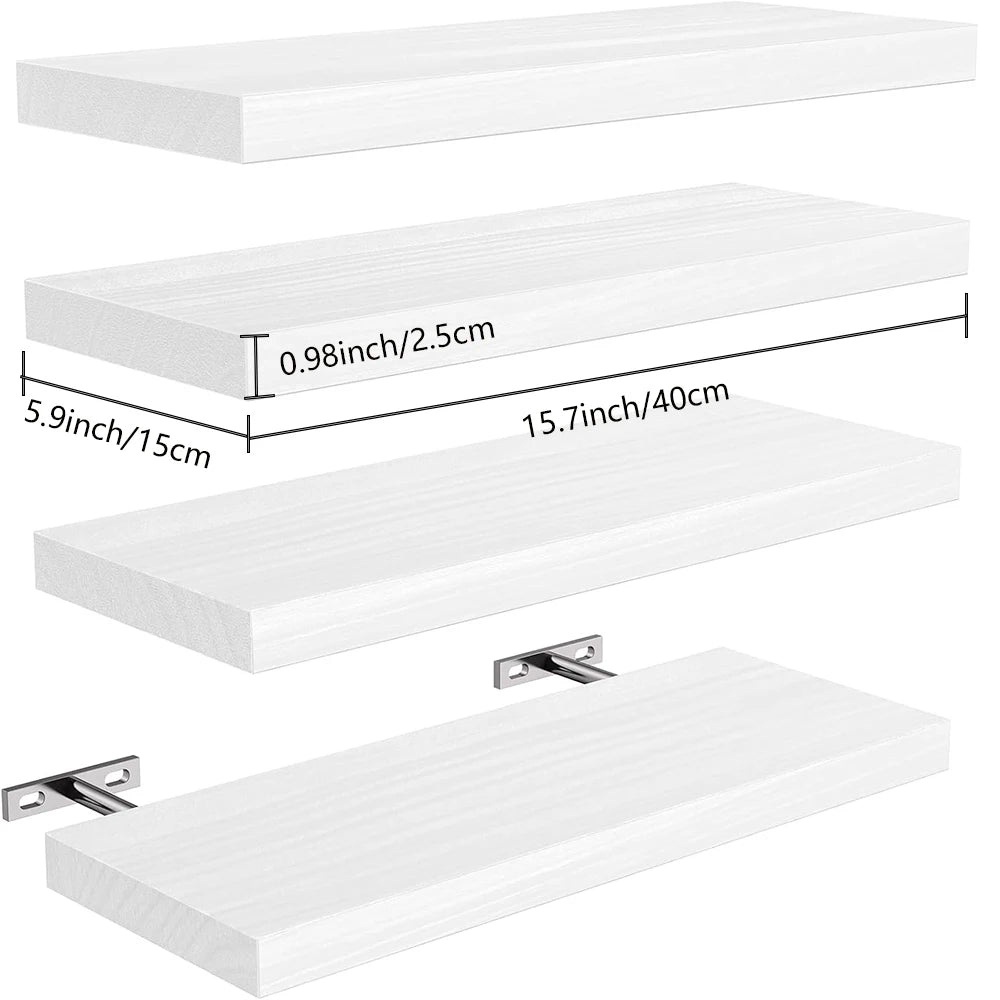 Country Style 4-Piece Floating Shelf Set Wall-Mounted Wooden Display