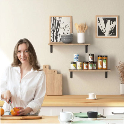 Wooden Wall Floating Shelves, 2 Sets Shelves for Wall Décor