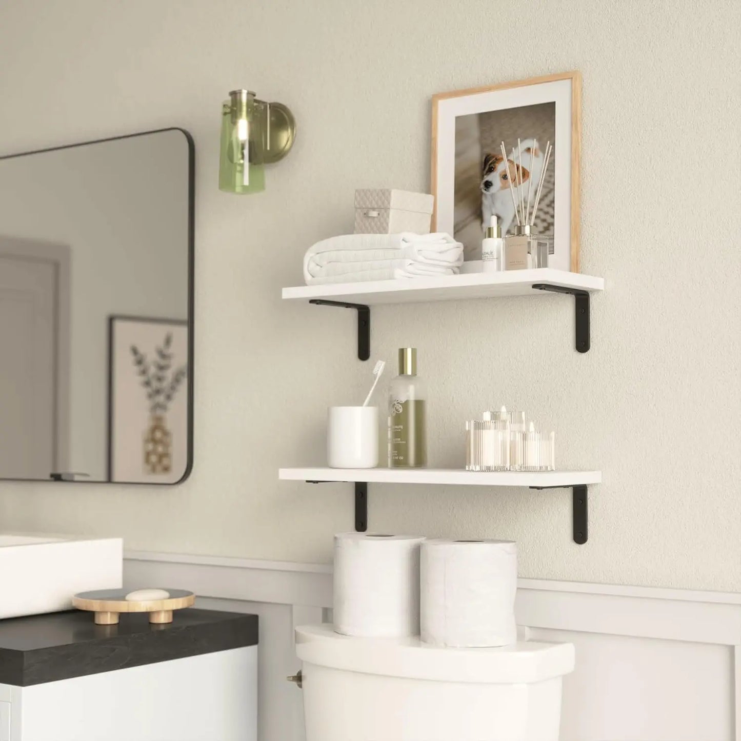 Wooden Wall Floating Shelves, 2 Sets Shelves for Wall Décor