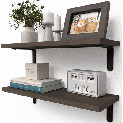 Wooden Wall Floating Shelves, 2 Sets Shelves for Wall Décor