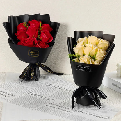 Artificial 9Heads Soap Rose Bouquet Flowers