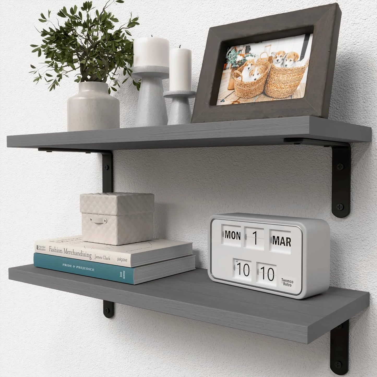 Wooden Wall Floating Shelves, 2 Sets Shelves for Wall Décor