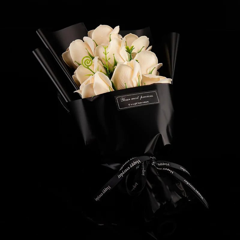 Artificial 9Heads Soap Rose Bouquet Flowers