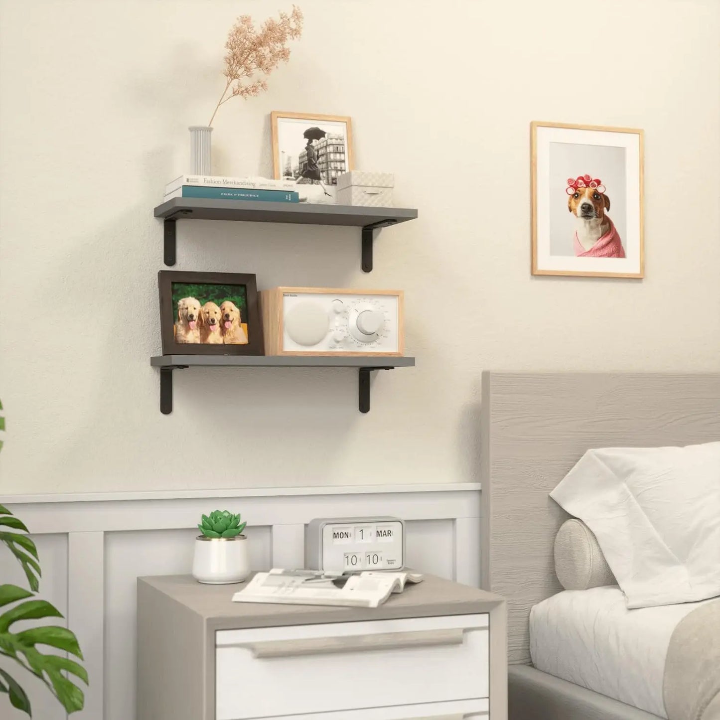 Wooden Wall Floating Shelves, 2 Sets Shelves for Wall Décor