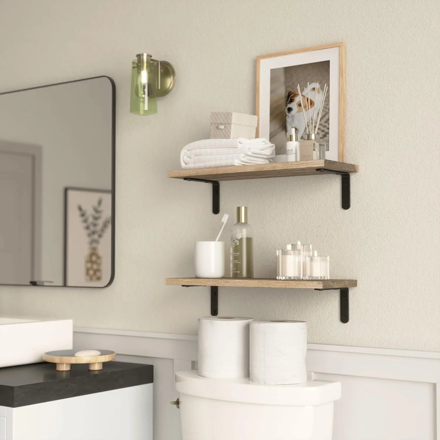 Wooden Wall Floating Shelves, 2 Sets Shelves for Wall Décor