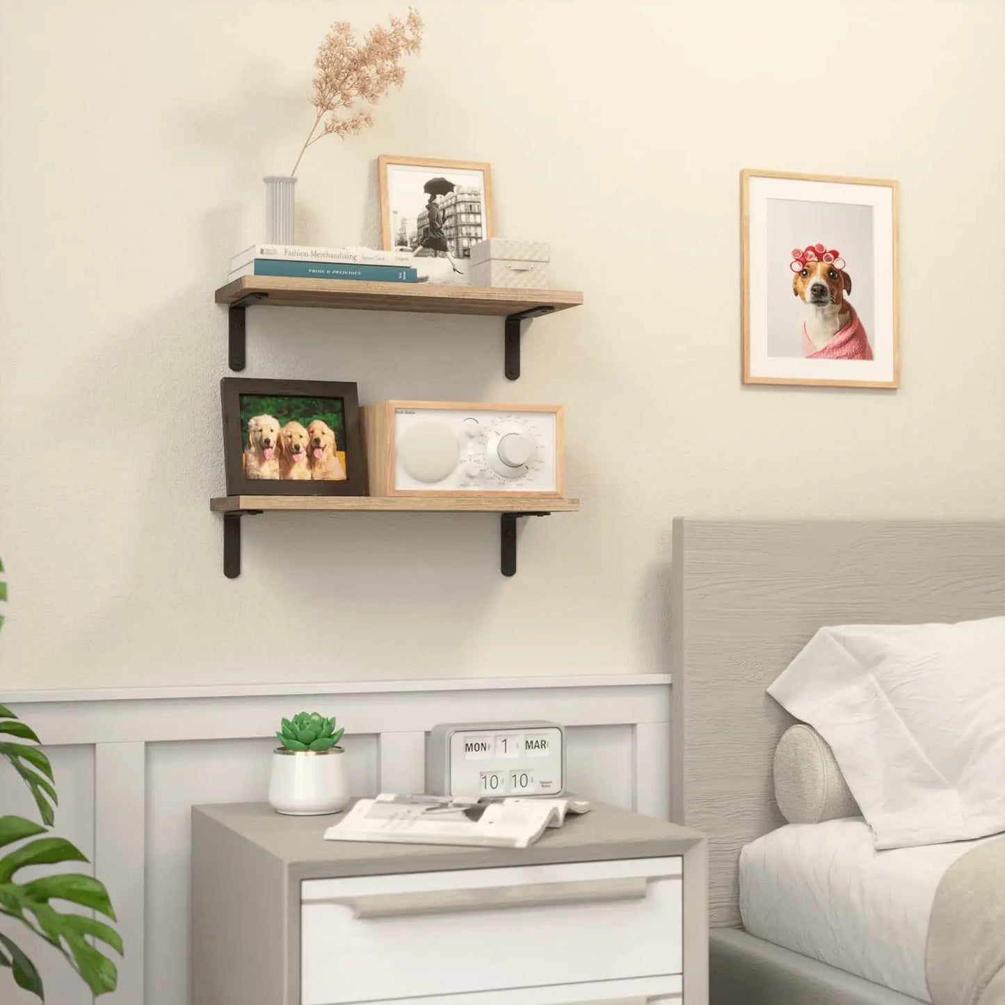 Wooden Wall Floating Shelves, 2 Sets Shelves for Wall Décor