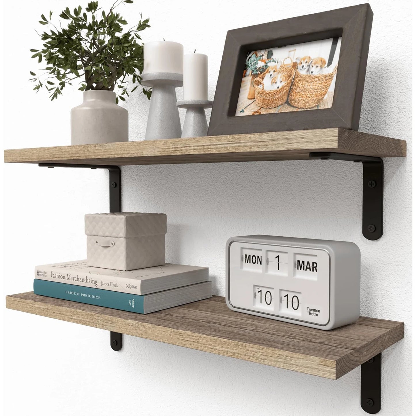 Wooden Wall Floating Shelves, 2 Sets Shelves for Wall Décor