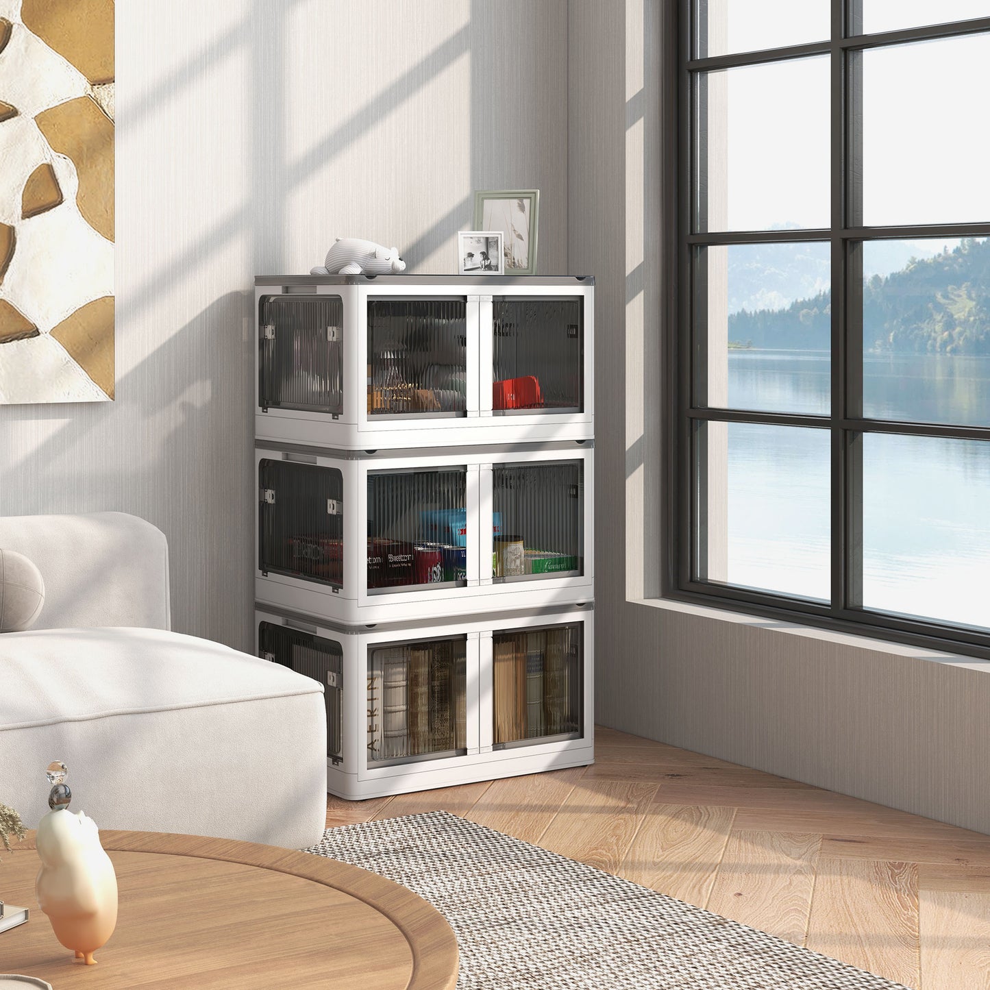 Collapsible Stackable Storage Bins with Lids