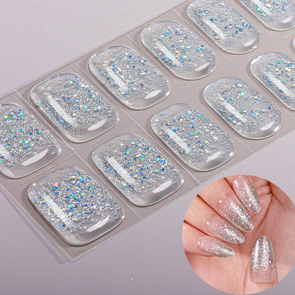 Simple Color Scallion Powder No-bake Gel Nail Stickers