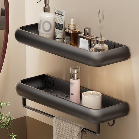 Wall Mounted Bathroom Storage Shelf with Hooks