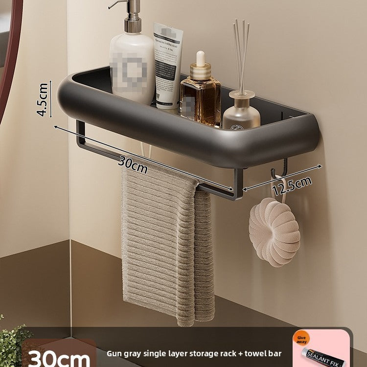 Wall Mounted Bathroom Storage Shelf with Hooks