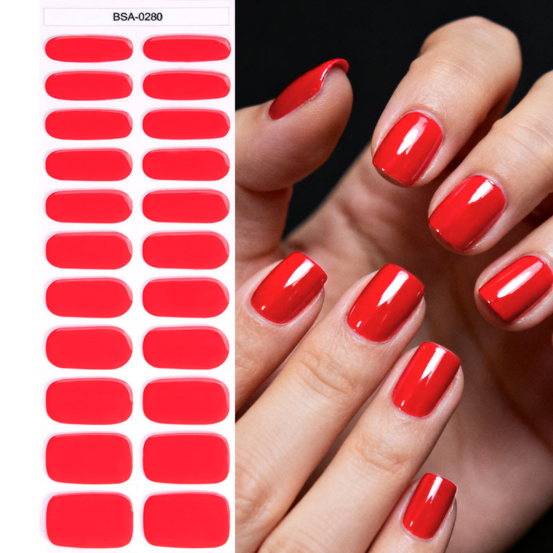 Simple Color Scallion Powder No-bake Gel Nail Stickers
