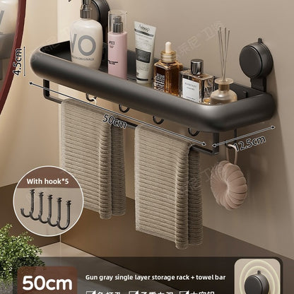Wall Mounted Bathroom Storage Shelf with Hooks