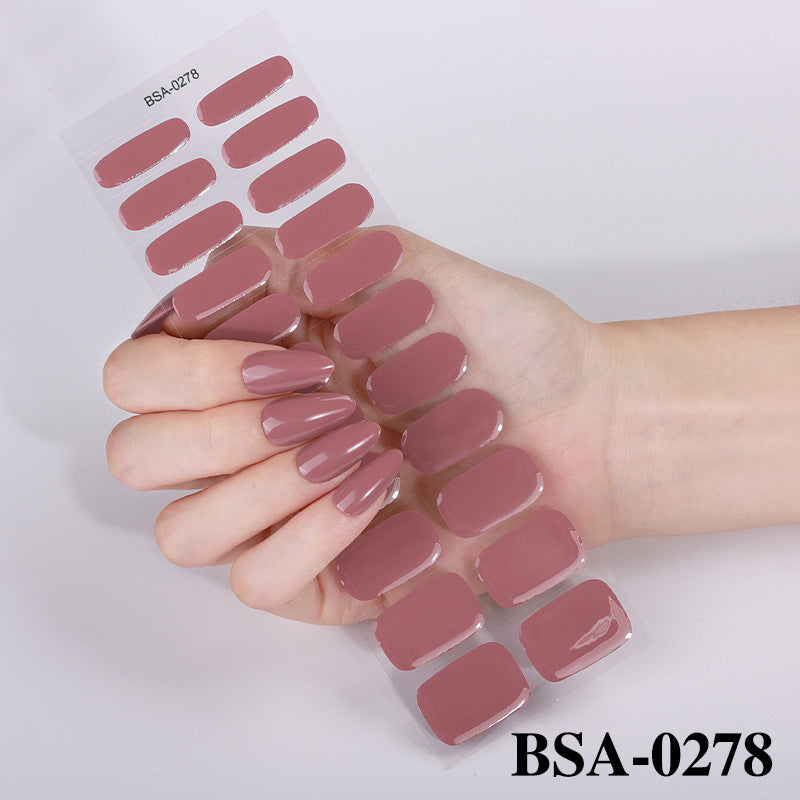 Simple Color Scallion Powder No-bake Gel Nail Stickers