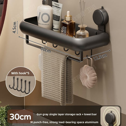 Wall Mounted Bathroom Storage Shelf with Hooks