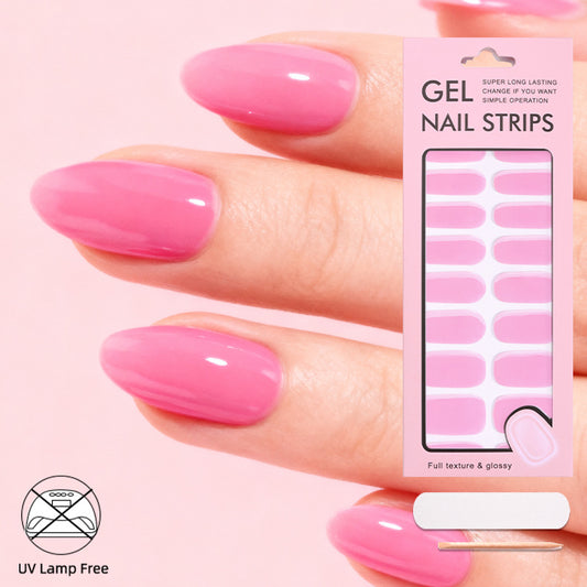 Simple Color Scallion Powder No-bake Gel Nail Stickers