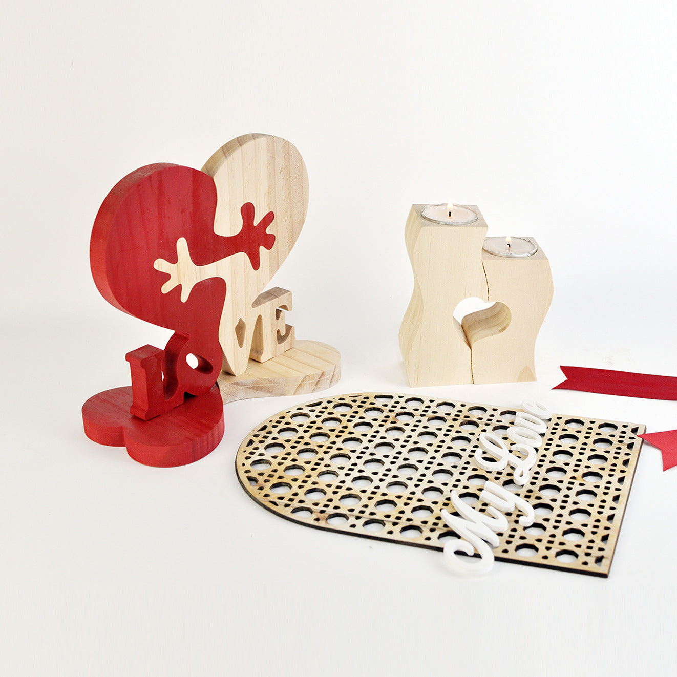 valentine Heart-shaped Wooden Decoration piece