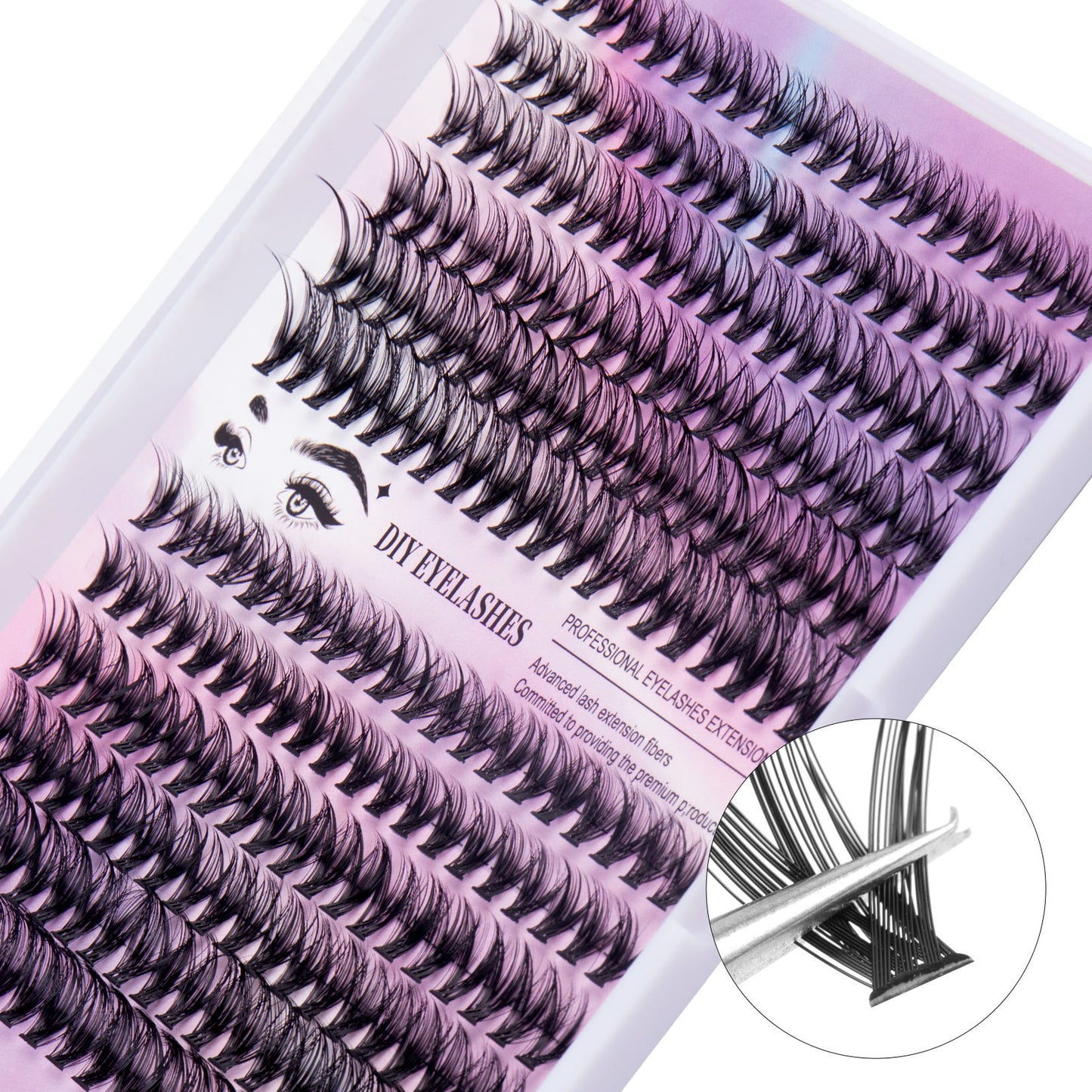 12 row of eyelashes 30D and 40D Clusters Of 240 Segmented lashes